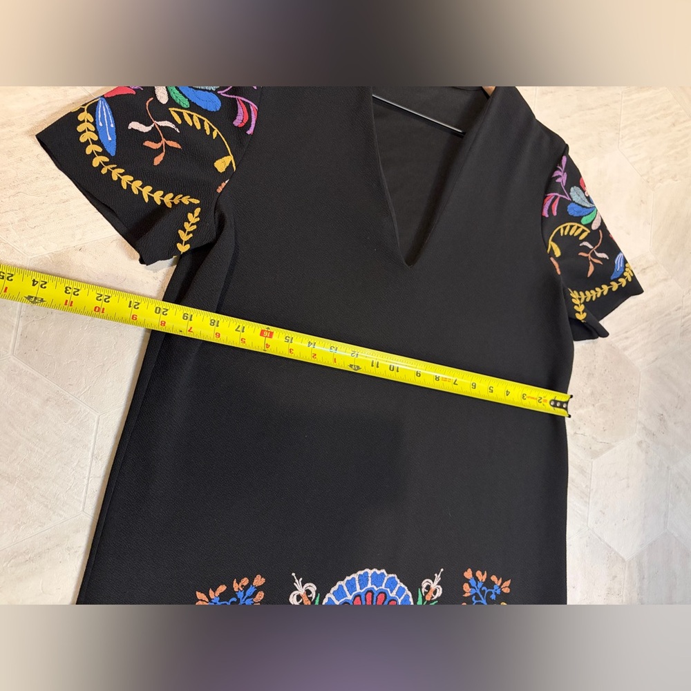 Zara Black midi Dress with floral details. Size XL - Picture 4 of 8